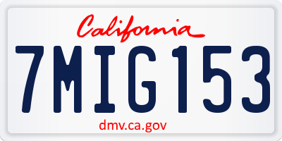 CA license plate 7MIG153