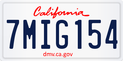CA license plate 7MIG154