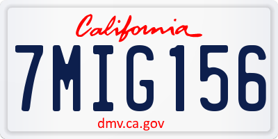 CA license plate 7MIG156