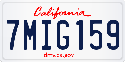 CA license plate 7MIG159