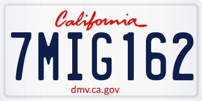 CA license plate 7MIG162