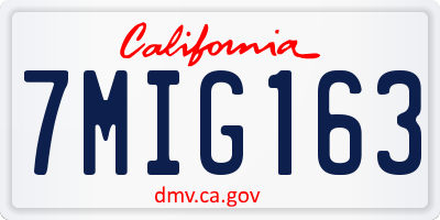 CA license plate 7MIG163