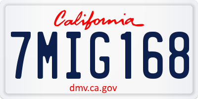 CA license plate 7MIG168