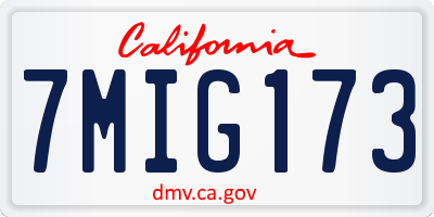 CA license plate 7MIG173