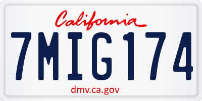CA license plate 7MIG174