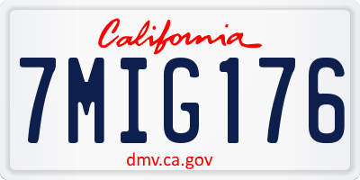 CA license plate 7MIG176