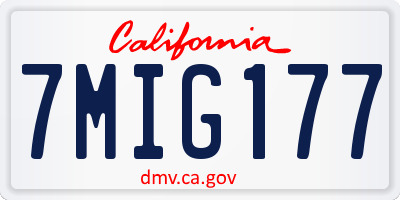CA license plate 7MIG177