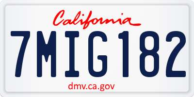 CA license plate 7MIG182