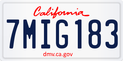 CA license plate 7MIG183