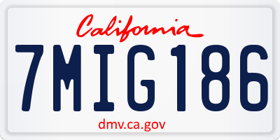 CA license plate 7MIG186