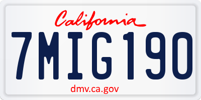CA license plate 7MIG190