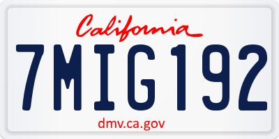 CA license plate 7MIG192