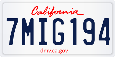 CA license plate 7MIG194