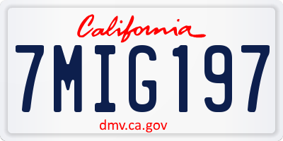 CA license plate 7MIG197