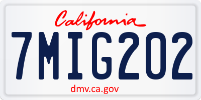 CA license plate 7MIG202