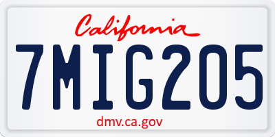 CA license plate 7MIG205