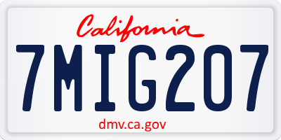 CA license plate 7MIG207