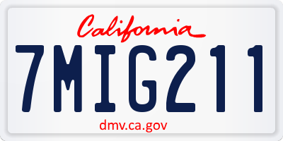 CA license plate 7MIG211