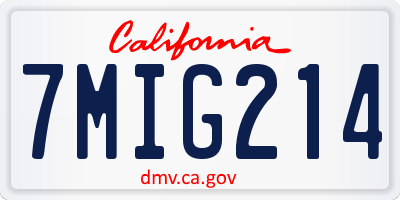 CA license plate 7MIG214