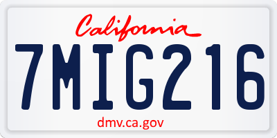 CA license plate 7MIG216