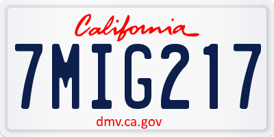 CA license plate 7MIG217
