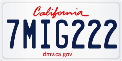 CA license plate 7MIG222
