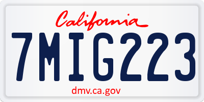 CA license plate 7MIG223