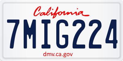 CA license plate 7MIG224
