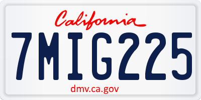 CA license plate 7MIG225