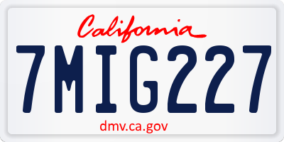 CA license plate 7MIG227