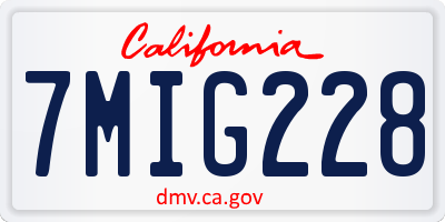 CA license plate 7MIG228