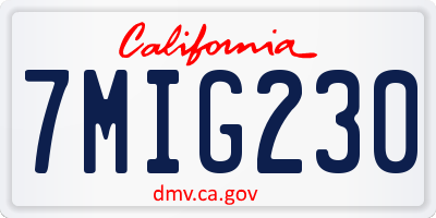 CA license plate 7MIG230