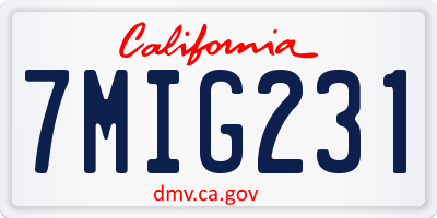 CA license plate 7MIG231