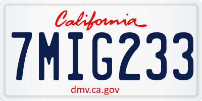 CA license plate 7MIG233