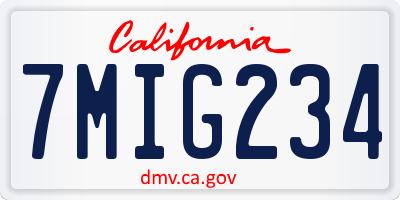 CA license plate 7MIG234