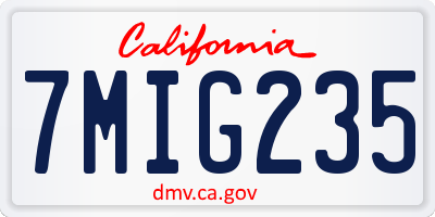 CA license plate 7MIG235