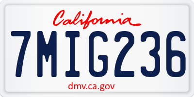 CA license plate 7MIG236