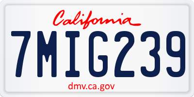 CA license plate 7MIG239