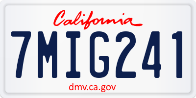 CA license plate 7MIG241