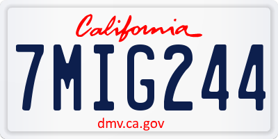 CA license plate 7MIG244