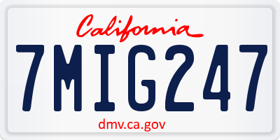 CA license plate 7MIG247