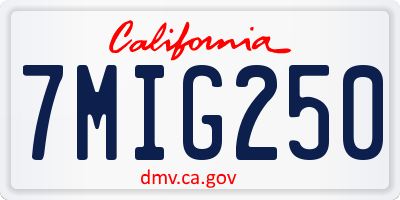 CA license plate 7MIG250