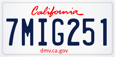 CA license plate 7MIG251