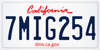 CA license plate 7MIG254