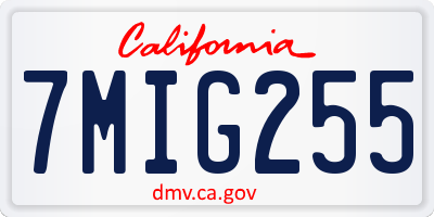 CA license plate 7MIG255