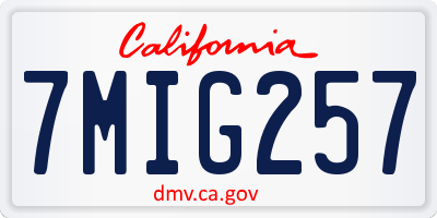 CA license plate 7MIG257