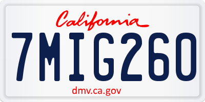 CA license plate 7MIG260