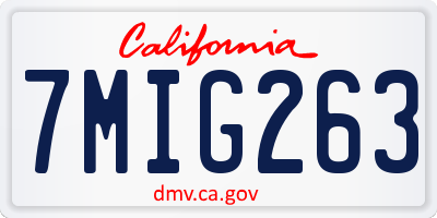 CA license plate 7MIG263