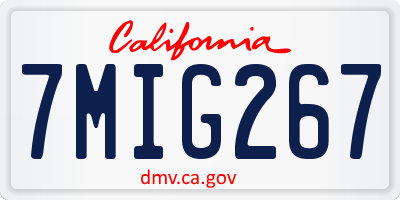 CA license plate 7MIG267