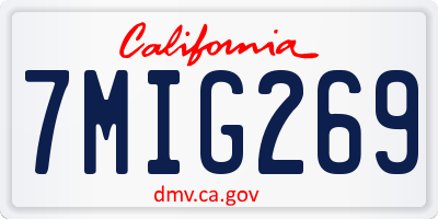 CA license plate 7MIG269